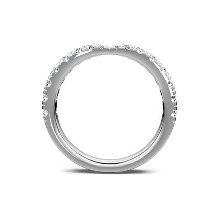 14K White Gold 0.50 CT Round Diamond Pinched Petite Band