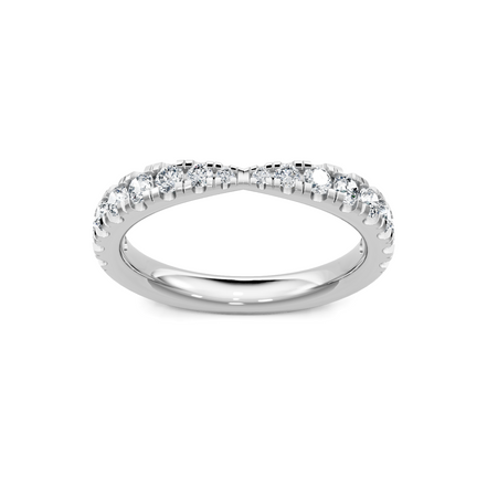 14K White Gold 0.50 CT Round Diamond Pinched Petite Band