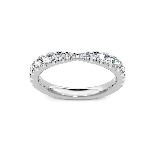 14K White Gold 0.50 CT Round Diamond Pinched Petite Band