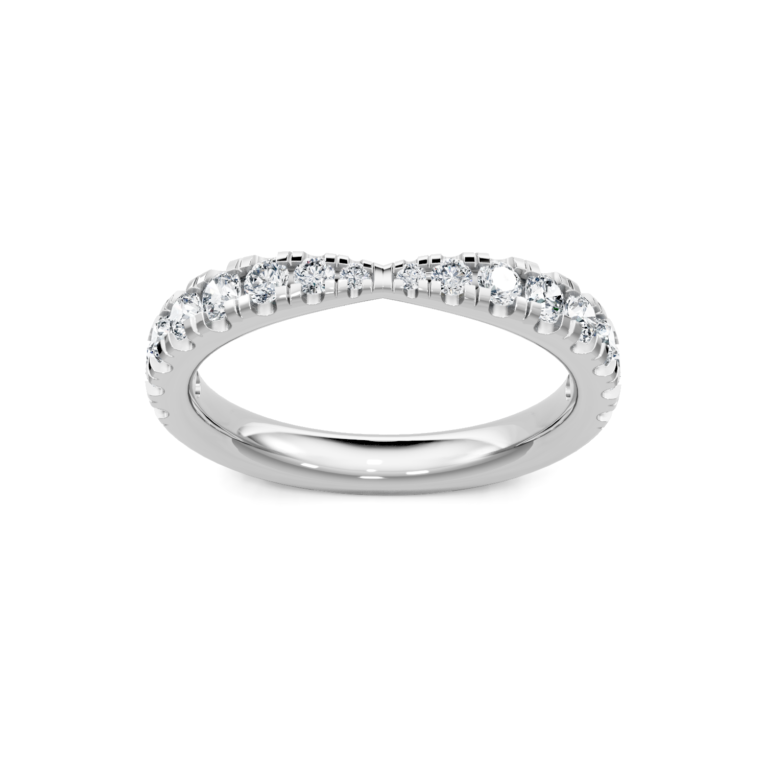 14K White Gold 0.50 CT Round Diamond Pinched Petite Band