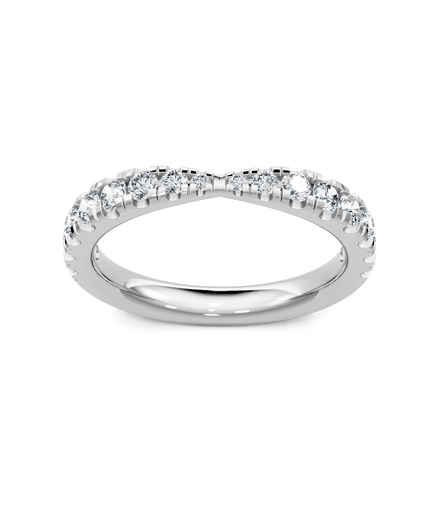 14K White Gold 0.50 CT Round Diamond Pinched Petite Band