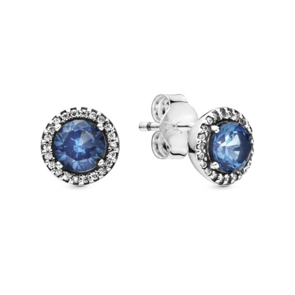 Pandora Timeless Blue Round Sparkle Stud Earrings