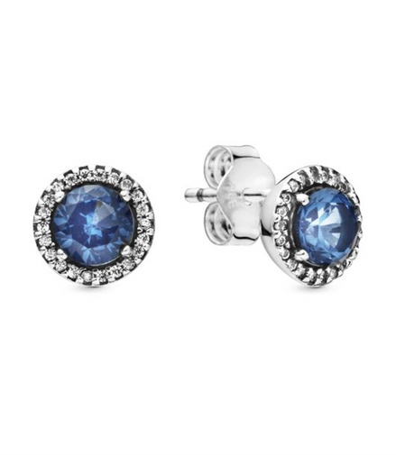 Pandora Timeless Blue Round Sparkle Stud Earrings