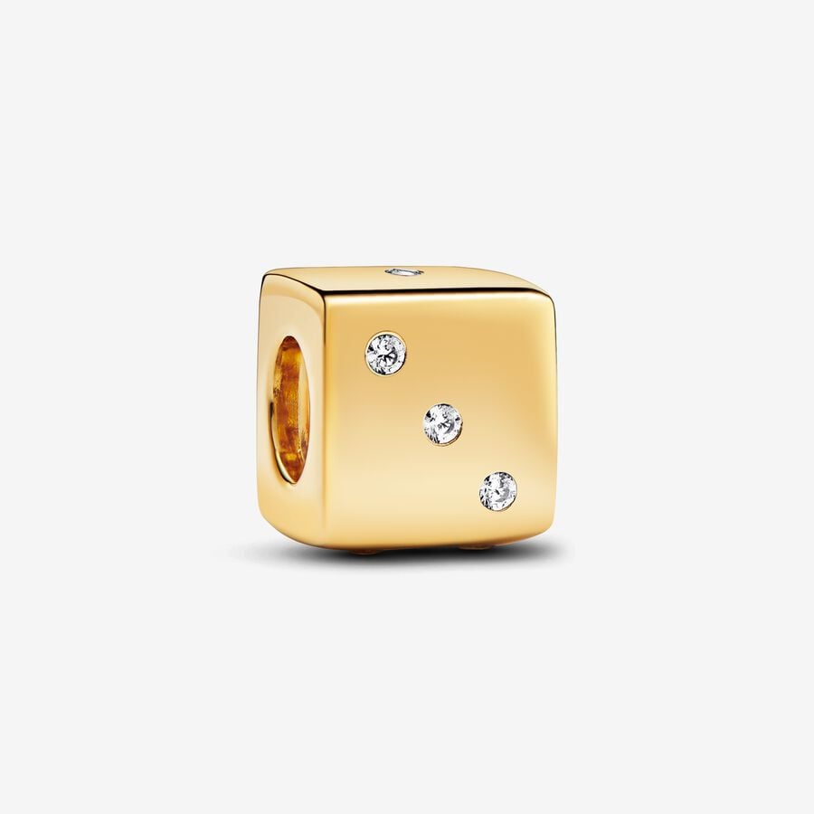 Pandora Moments Gold Plated Sparkling Dice Charm
