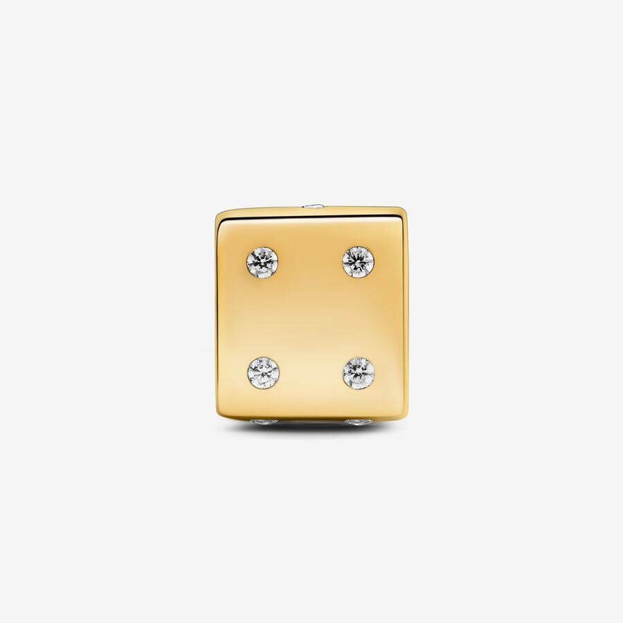 Pandora Moments Gold Plated Sparkling Dice Charm