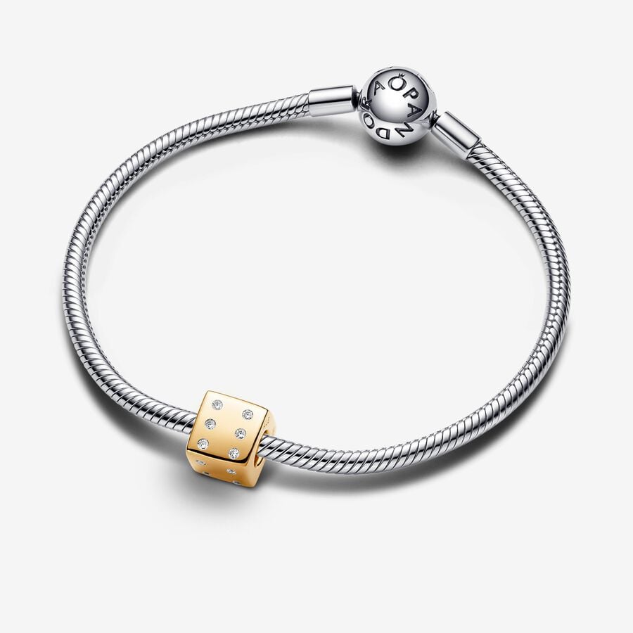 Pandora Moments Gold Plated Sparkling Dice Charm