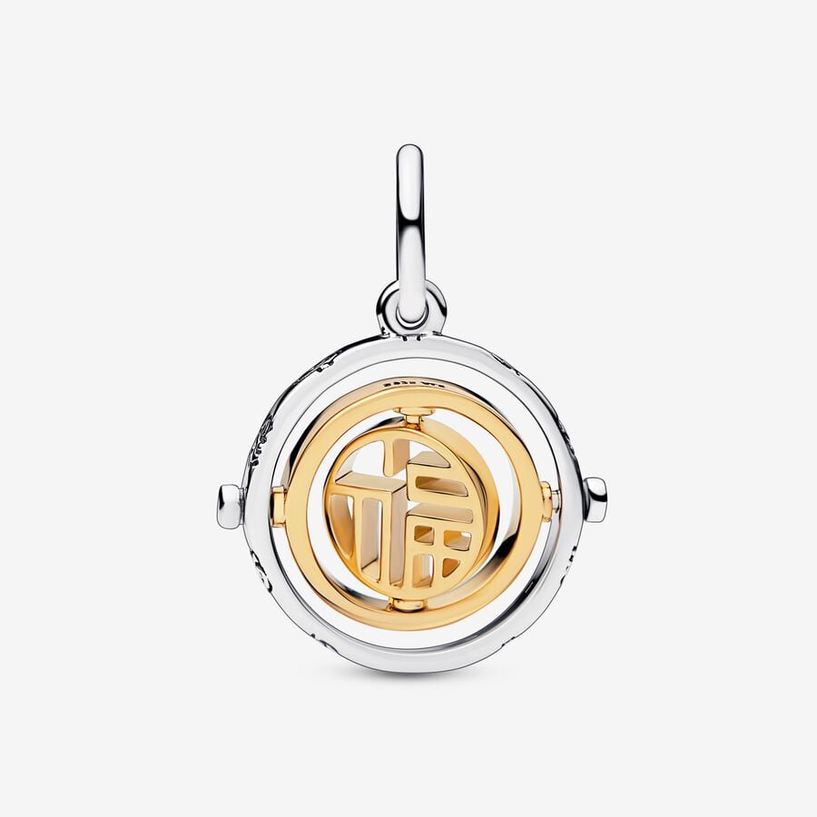 Pandora Moments Two-tone Fú Spinning Dangle Charm