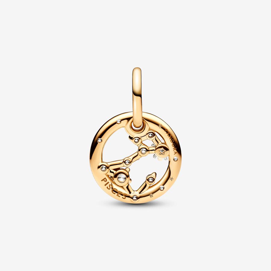 Pandora Moments 14K Gold-Plated Pisces Zodiac Dangle Charm