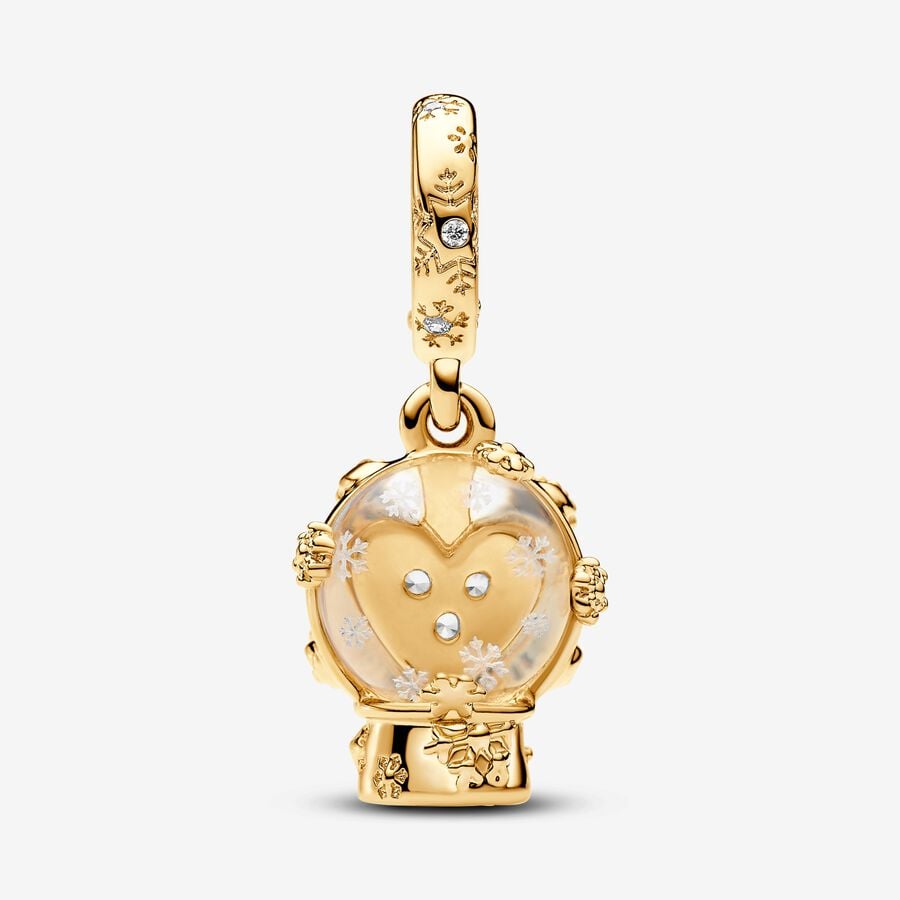 Pandora Moments Heart And Snowflake Snow Globe Dangle Charm