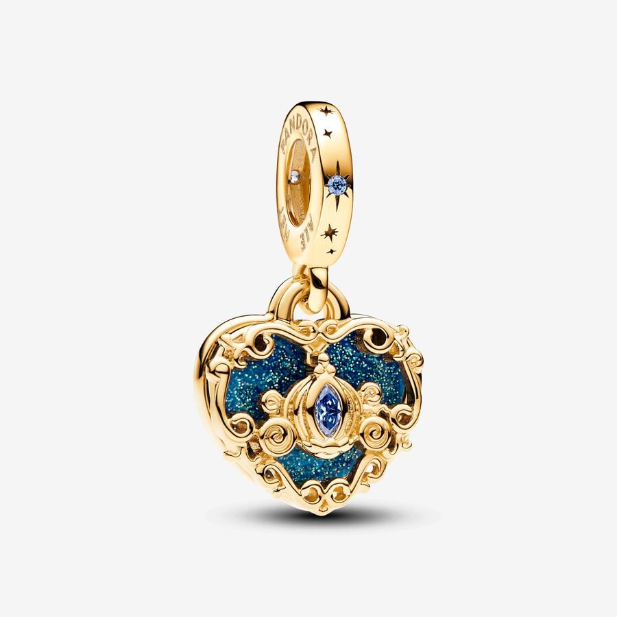 Pandora Disney Cinderella's Carriage And Heart Double Dangle Charm
