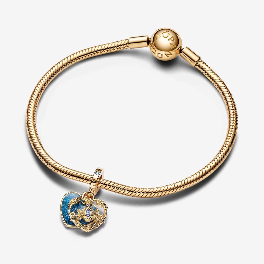 Pandora Disney Cinderella's Carriage And Heart Double Dangle Charm