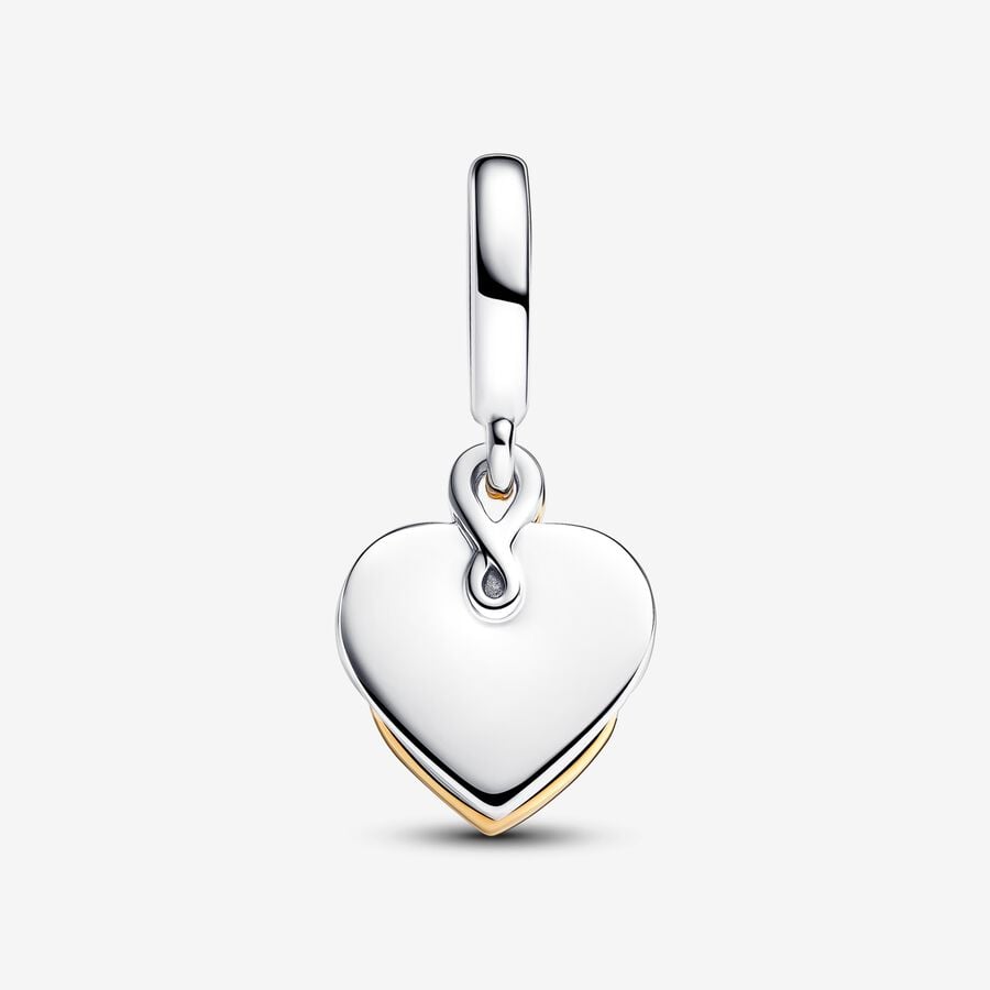 Pandora Moments Two-Tone Lab-Grown Diamond Engravable Mom Double Dangle Charm