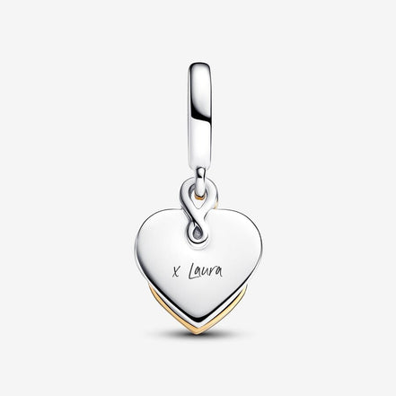 Pandora Moments Two-Tone Lab-Grown Diamond Engravable Mom Double Dangle Charm