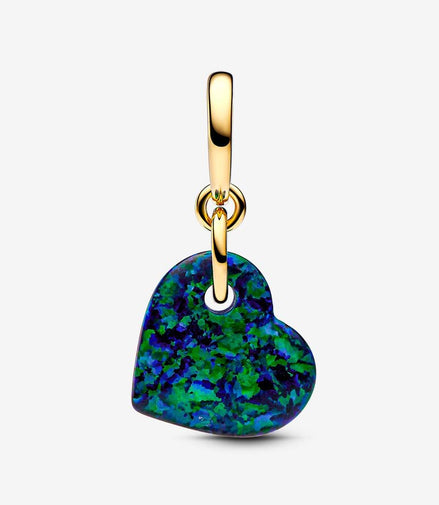Pandora Moments Opalescent Green Heart Dangle Charm