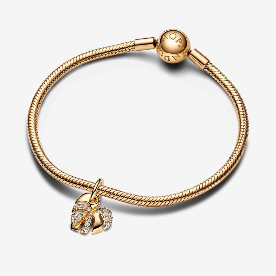 Pandora Moments Sparkling Monstera Leaf Dangle Charm