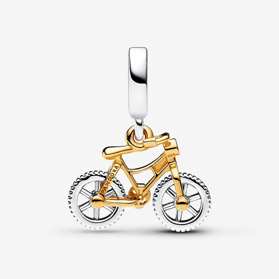 Pandora Moments Two-Tone Spinning Wheels Bicycle Dangle Charm