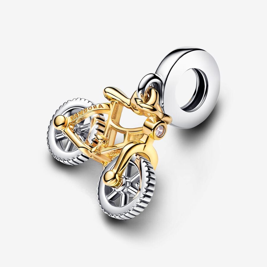 Pandora Moments Two-Tone Spinning Wheels Bicycle Dangle Charm