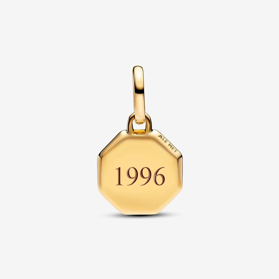Pandora ME/Moments 14K Gold-Plated Blue Engravable Mini Medallion Charm