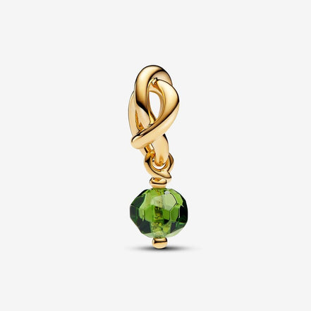 Pandora Moments 14K Gold-Plated August Faceted Spring Green Eternity Circle Dangle Charm
