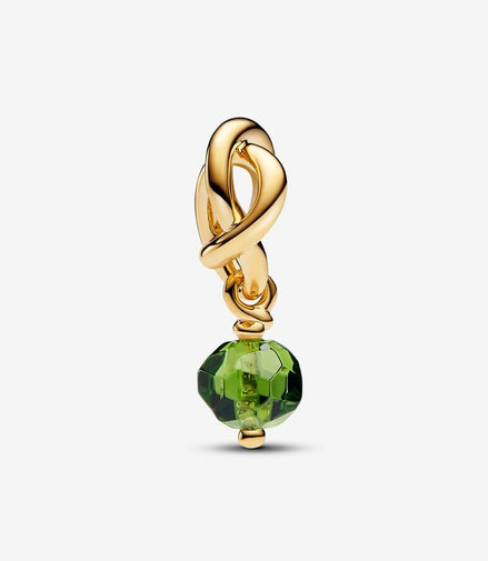 Pandora Moments 14K Gold-Plated August Faceted Spring Green Eternity Circle Dangle Charm