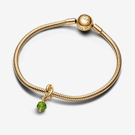 Pandora Moments 14K Gold-Plated August Faceted Spring Green Eternity Circle Dangle Charm