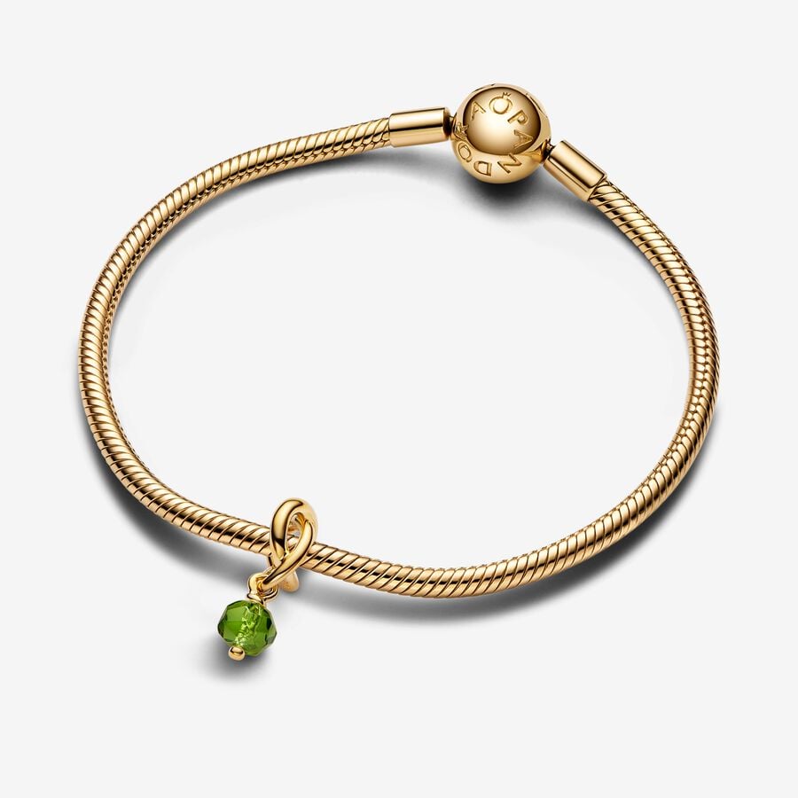 Pandora Moments 14K Gold-Plated August Faceted Spring Green Eternity Circle Dangle Charm