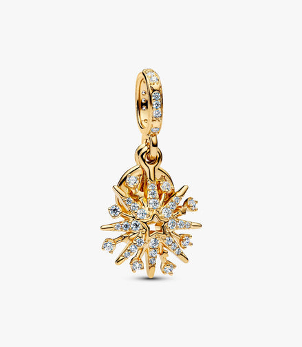 Pandora Moments 14K Gold Plated Sparkling FIrework Double Dangle Charm