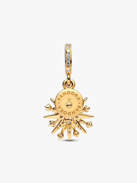 Pandora Moments 14K Gold Plated Sparkling FIrework Double Dangle Charm
