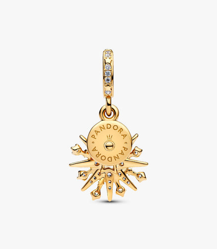 Pandora Moments 14K Gold Plated Sparkling FIrework Double Dangle Charm