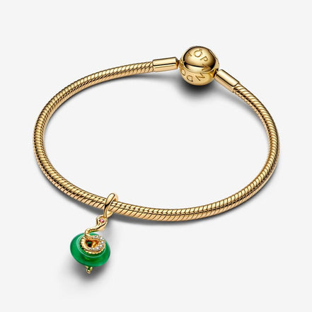 Pandora Moments Snake Green Murano Glass Dangle Charm