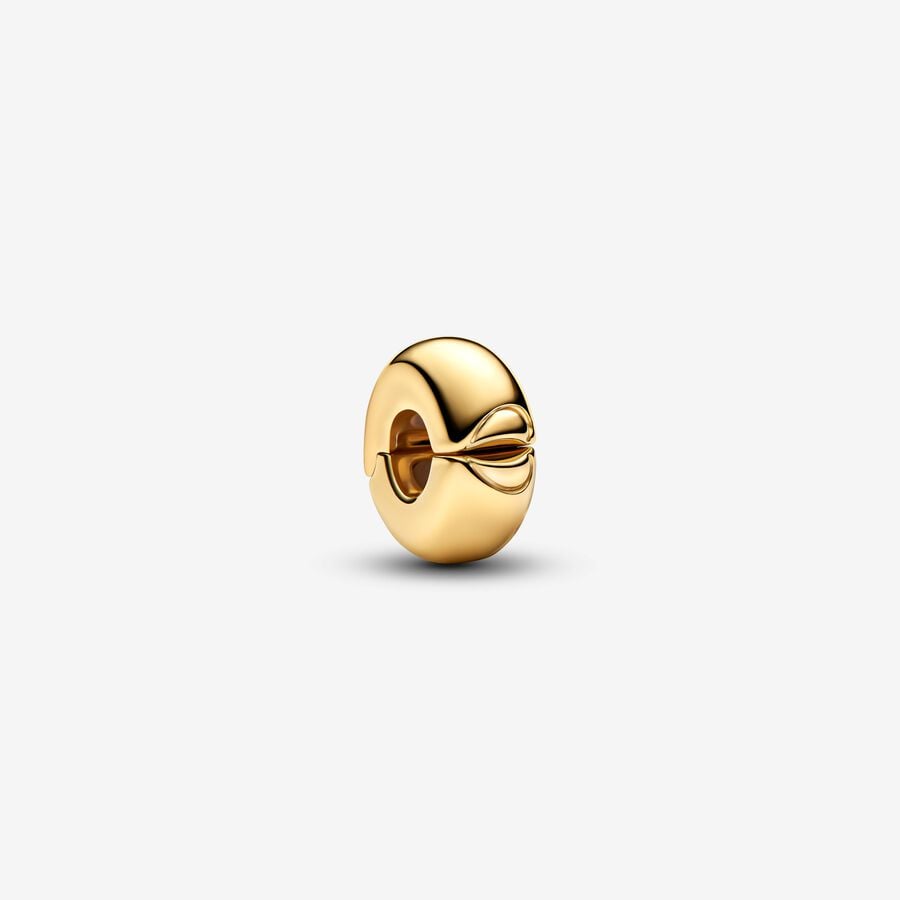 Pandora Moments 14K Gold-Plated Heart Round Clip Charm