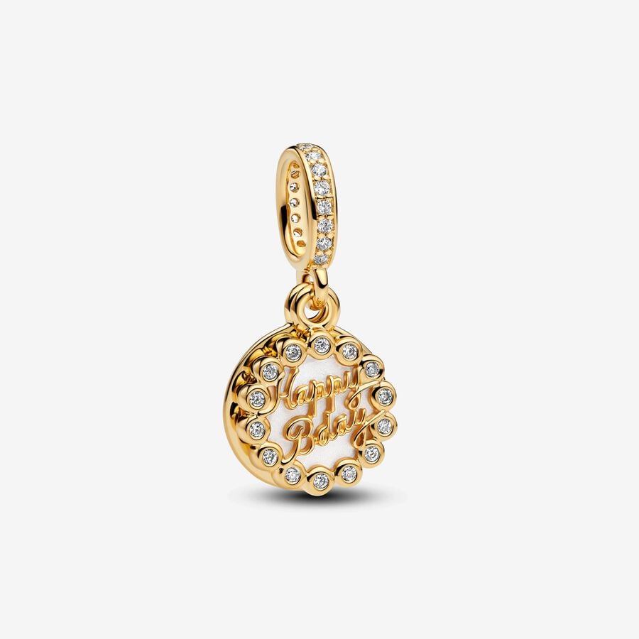 Pandora Moments 14K Gold-Plated Happy Birthday Cake Dangle Charm