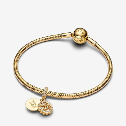 Pandora Moments 14K Gold-Plated Happy Birthday Cake Dangle Charm