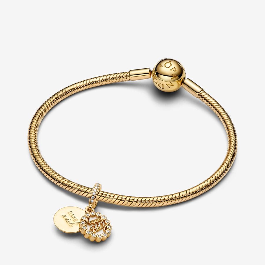 Pandora Moments 14K Gold-Plated Happy Birthday Cake Dangle Charm