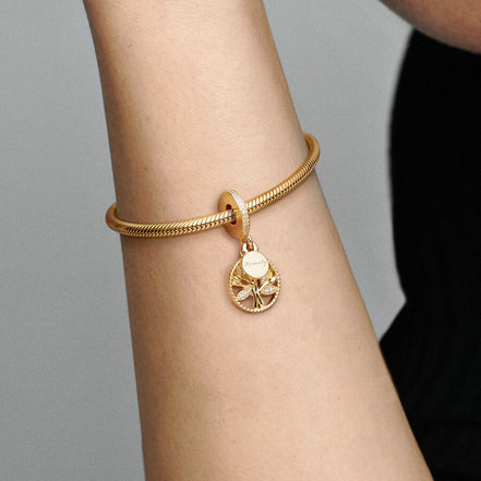 Pandora Moments 14K Gold-Plated Sparkling Family Tree Dangle Charm
