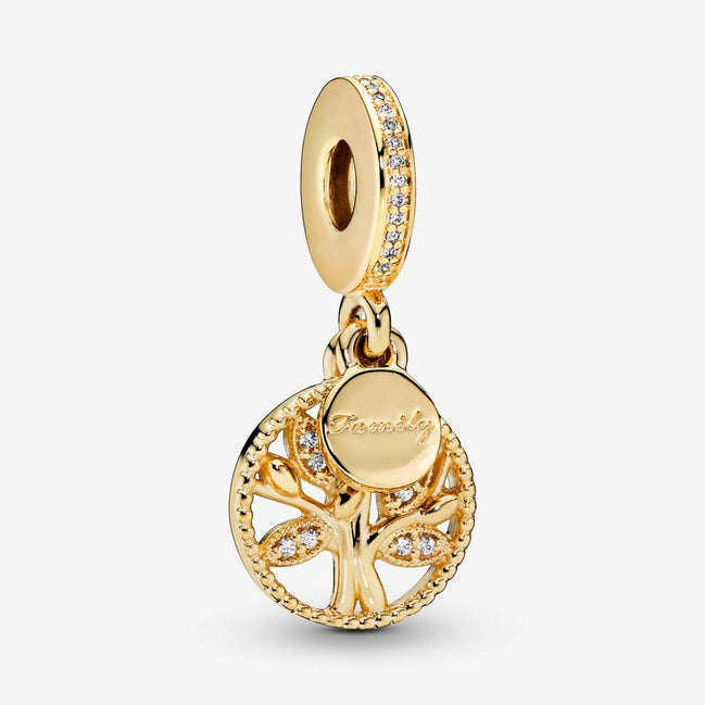 Pandora Moments 14K Gold-Plated Sparkling Family Tree Dangle Charm