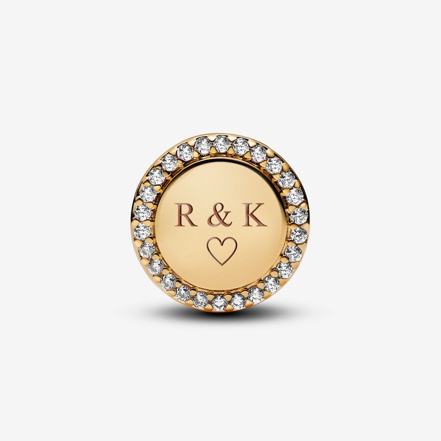 Pandora Moments Engravable Sparkling Button Charm