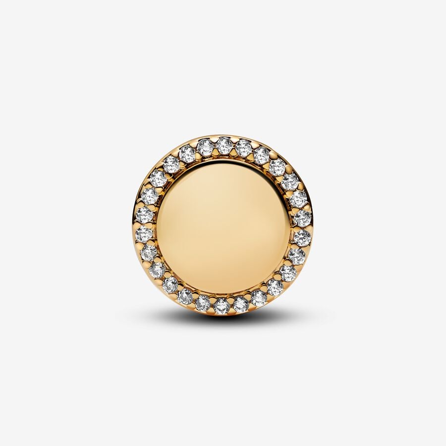 Pandora Moments Engravable Sparkling Button Charm