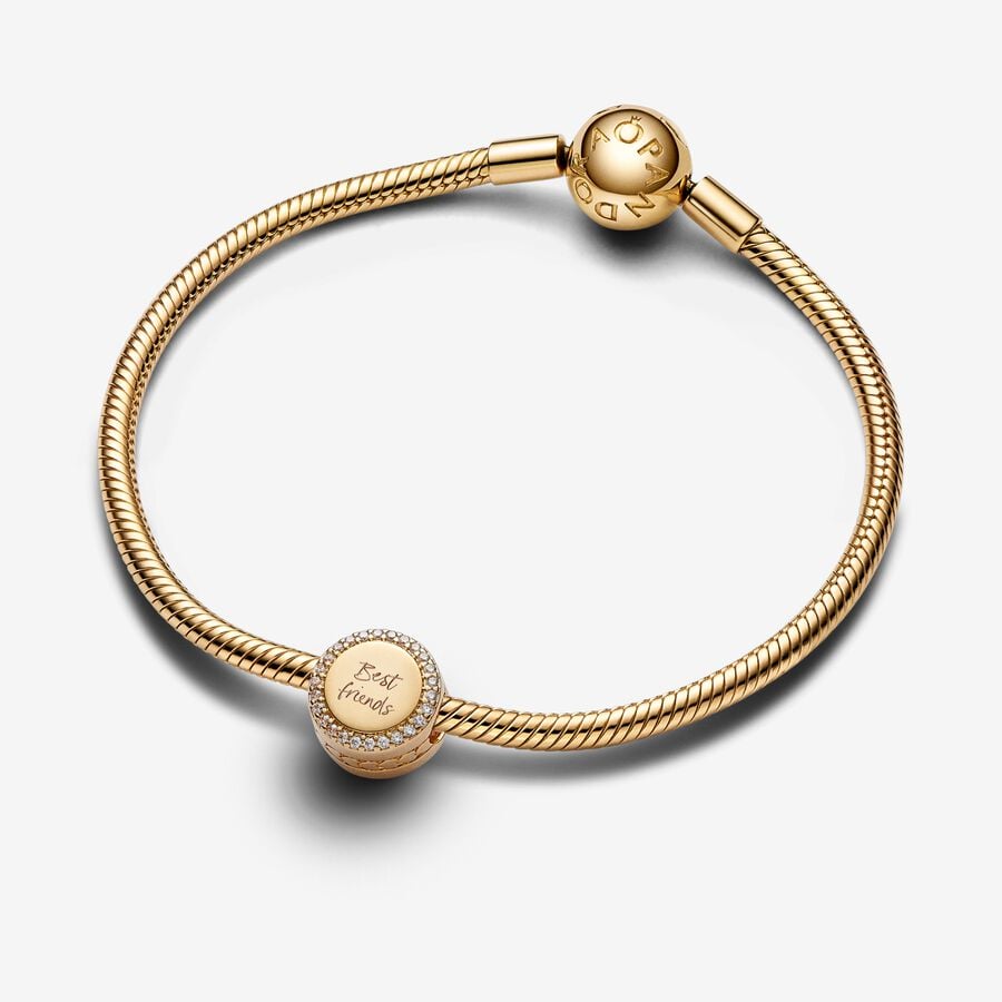 Pandora Moments Engravable Sparkling Button Charm