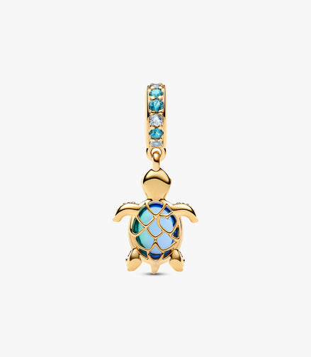 Pandora Moments 14K Gold Plated Sea Turtle Murano Glass Dangle Charm