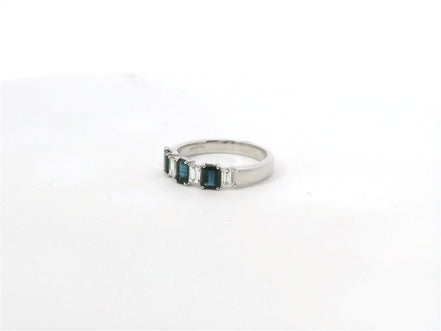 14K White Gold Sapphire and Diamond Fashion Ring