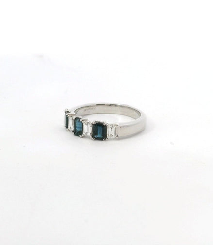 14K White Gold Sapphire and Diamond Fashion Ring
