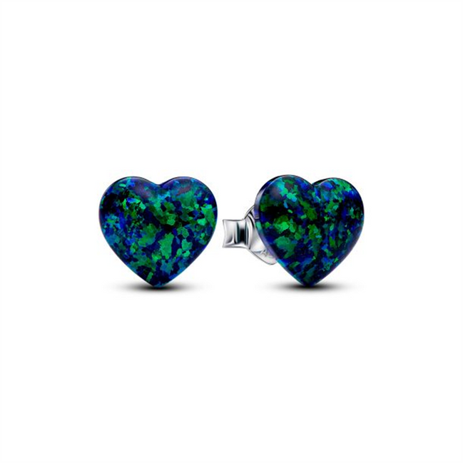 Pandora Moments Opalescent Green Heart Stud Earrings