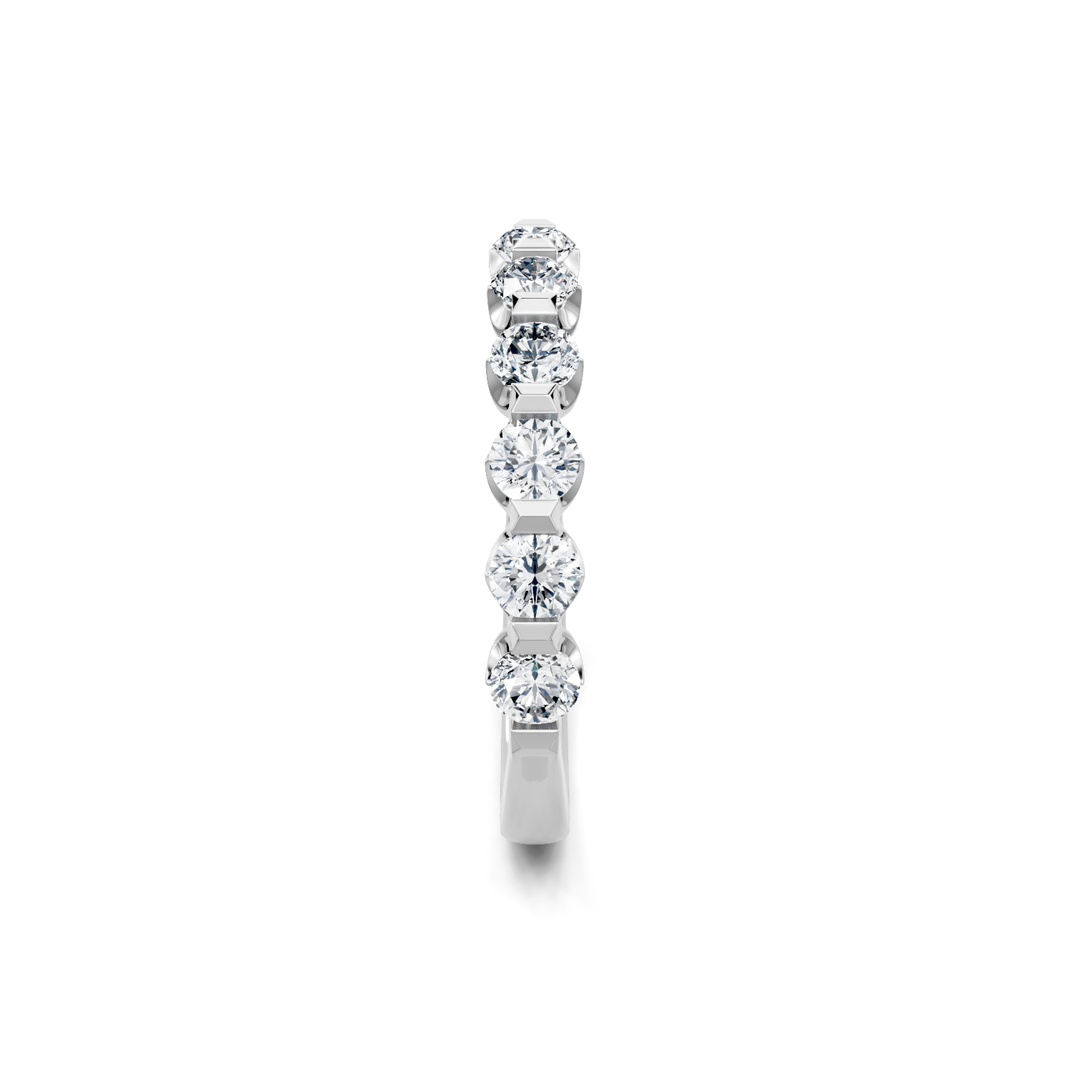 14K White Gold 1.10 CT Round Diamond Half Eternity Band