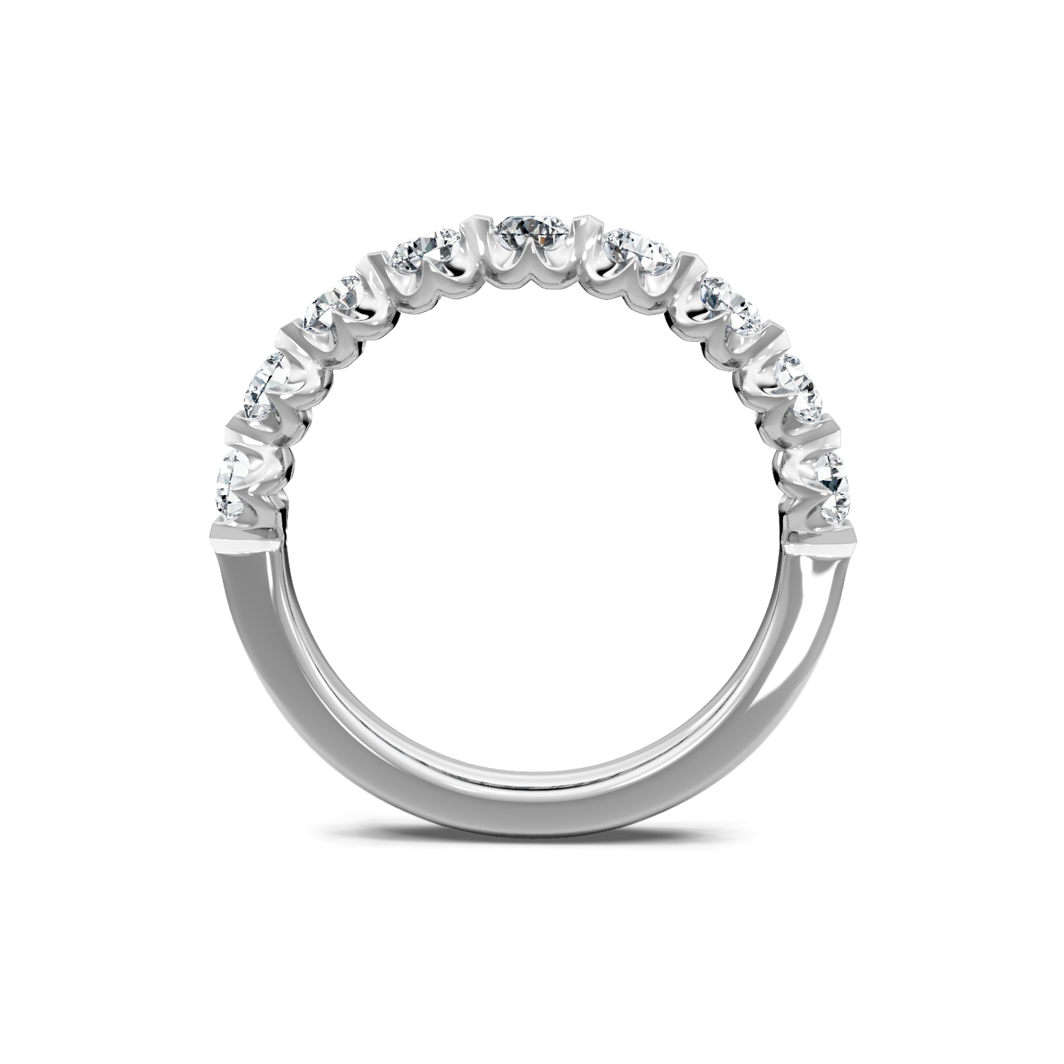 14K White Gold 1.10 CT Round Diamond Half Eternity Band