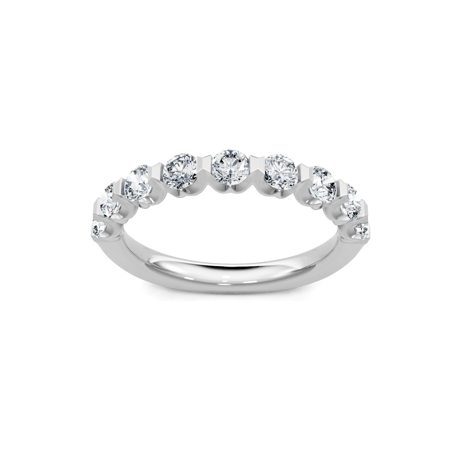 14K White Gold 1.10 CT Round Diamond Half Eternity Band
