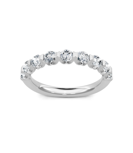14K White Gold 1.10 CT Round Diamond Half Eternity Band