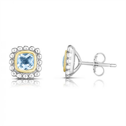 Sterling Silver 18K Gold Aquamarine Popcorn Post Earring