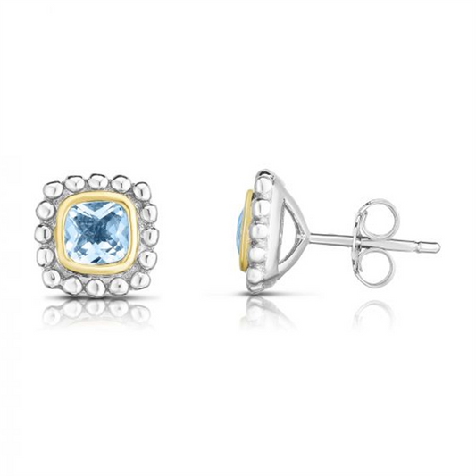 Sterling Silver 18K Gold Aquamarine Popcorn Post Earring