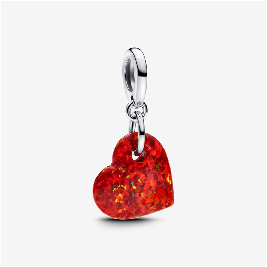 Pandora Moments Opalescent Red Heart Dangle Charm